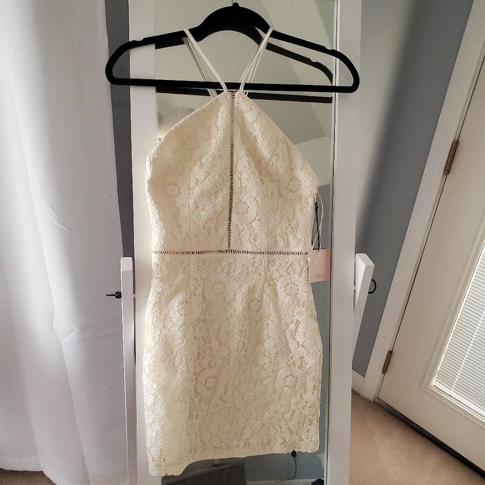 Revolve Superdown Shea Dress Womens Size Small Ivory Lace Sleeveless Mini NWT